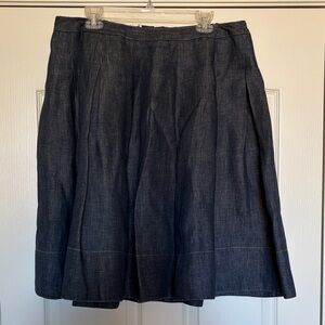 Talbots Dark Blue denim color linen full Skirt 14W